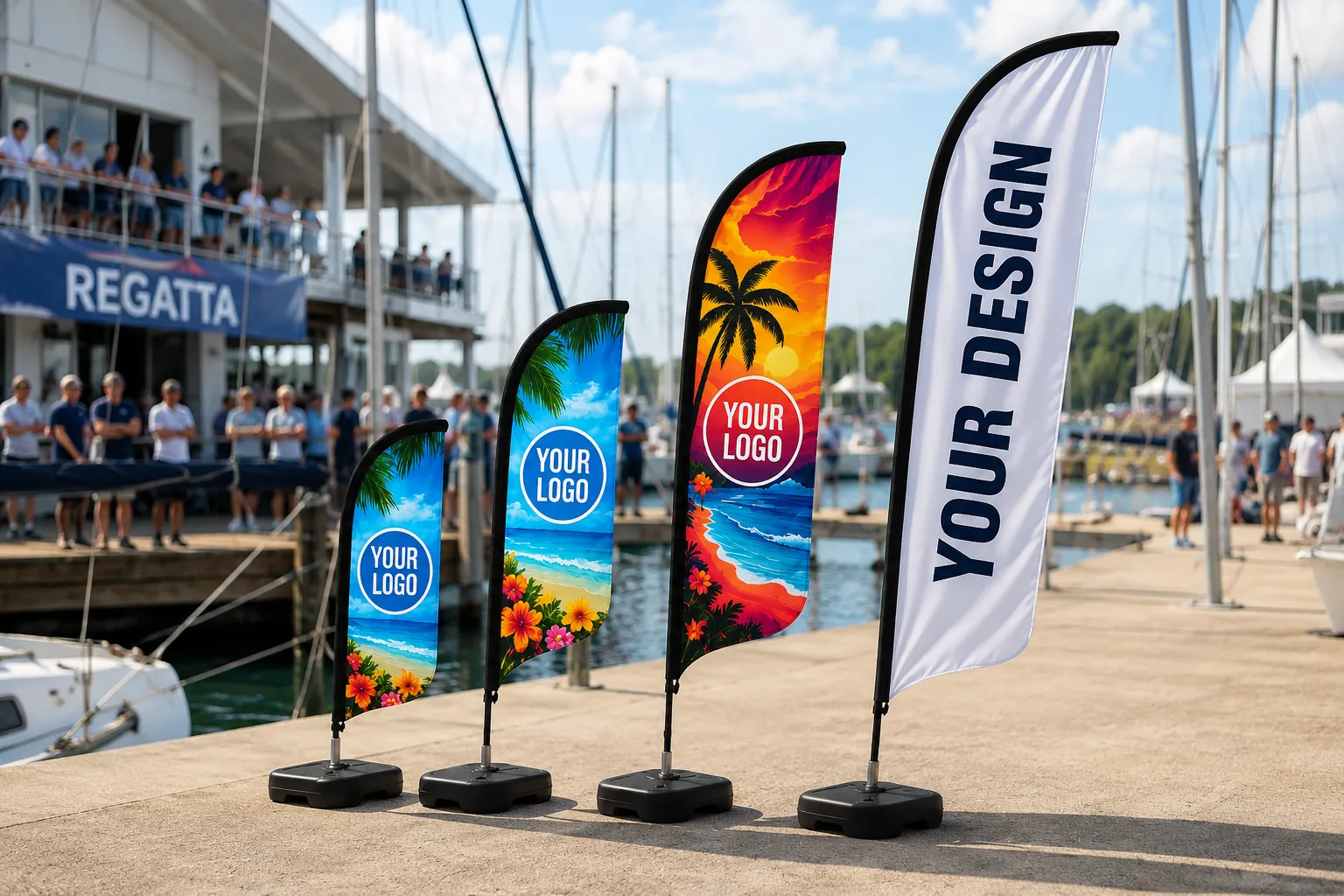 Custom beach flags for events in Thailand