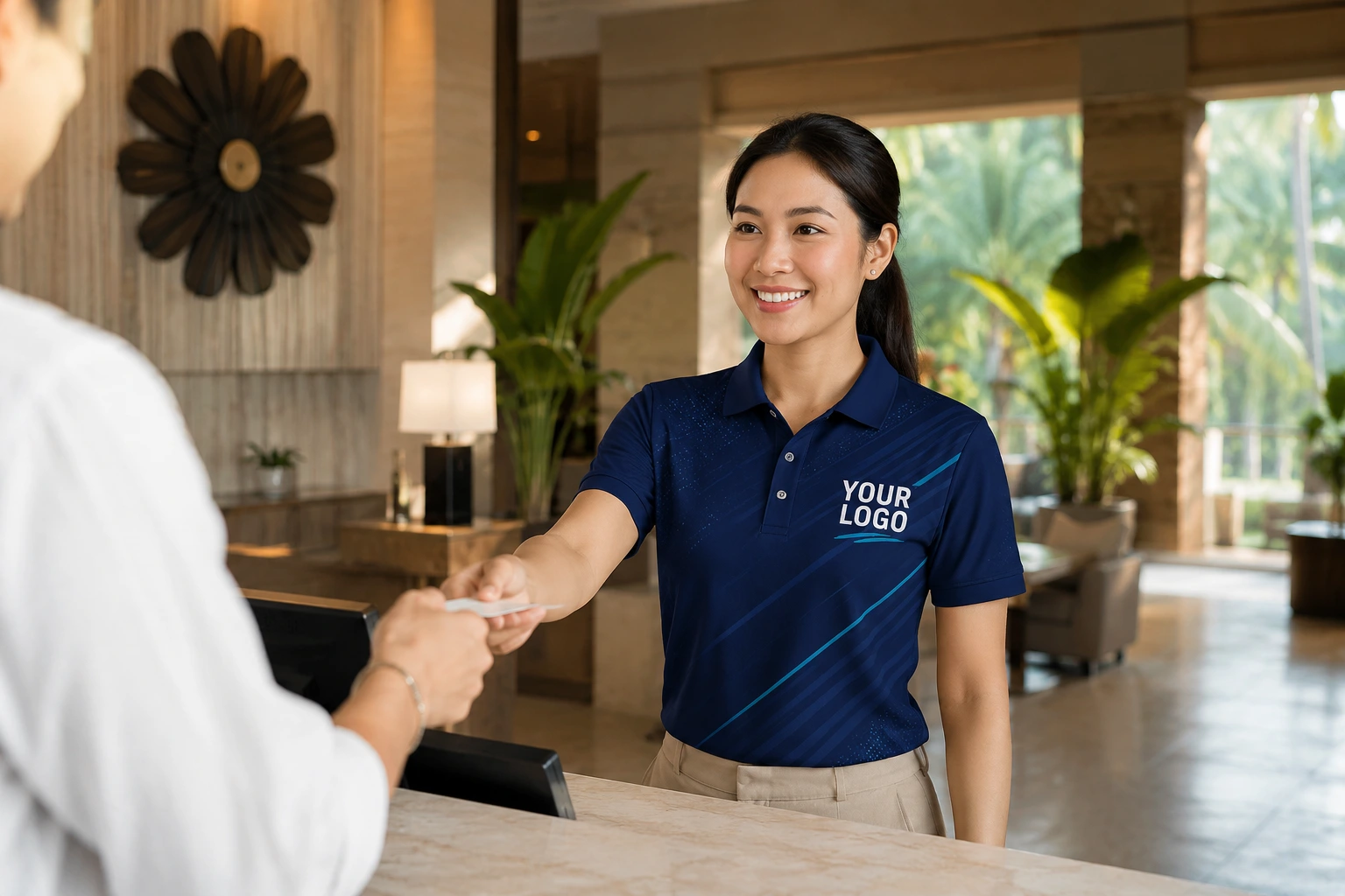 Custom dryfit polo shirt for resort staff