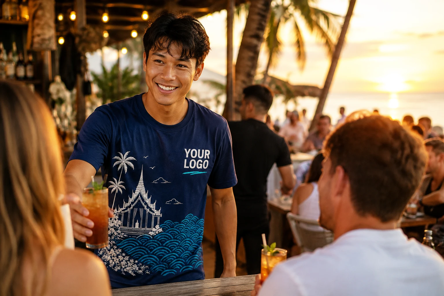 Custom T-shirt for restaurant and resort staff